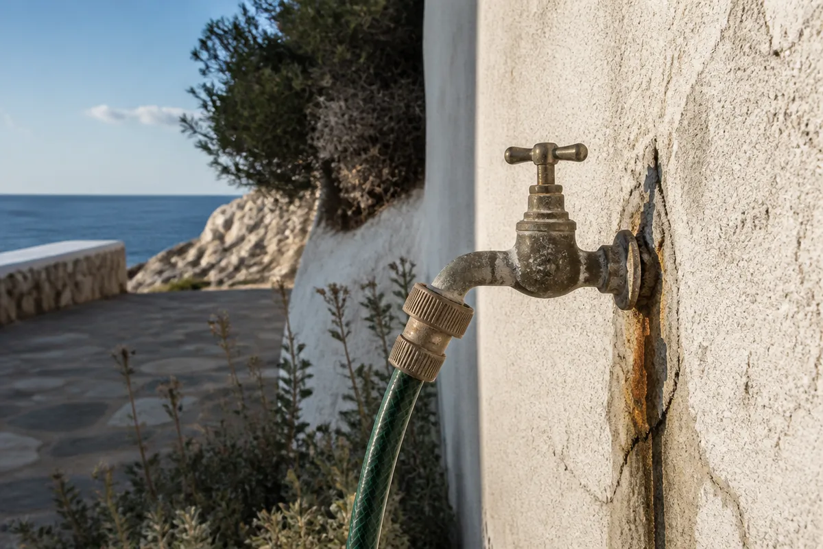 Toma de agua en una vivienda de la costa del Mar Menor